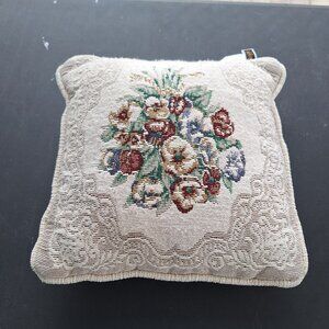 FLOWERS VICTORIAN HOME DECOR PILLOW NEEDLEPOINT BY FASHION 13"